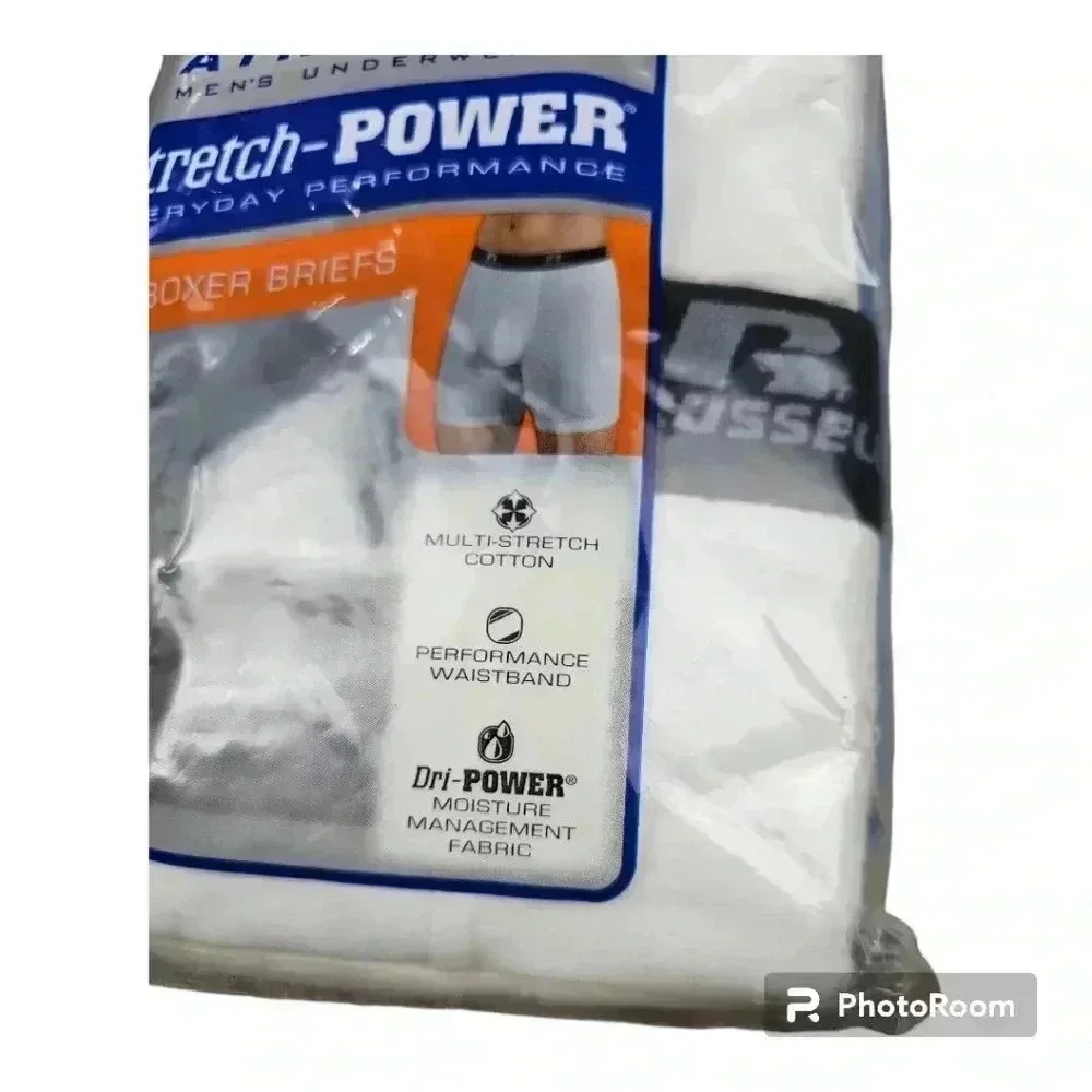 Russell Athletic 2 pairStretch-Power Everyday Performance Boxer Briefs White XL - Picture 3 of 5